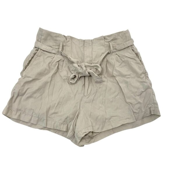 Abercrombie & Fitch Pleated High-Waist Belted Shorts Beige size Medium - Picture 1 of 6